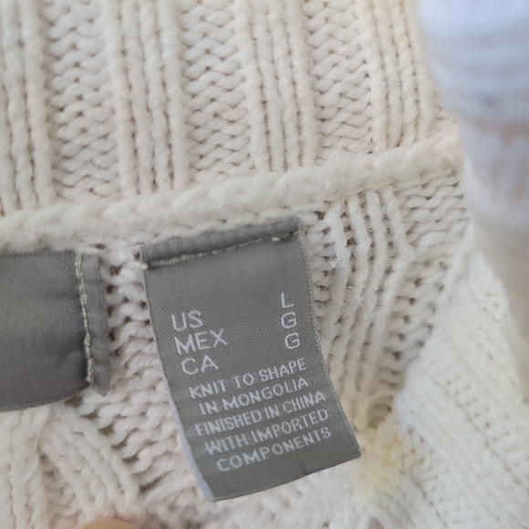 Liz Claiborne Cable Knit Turtleneck Sweater White Sz L - Picture 8 of 14